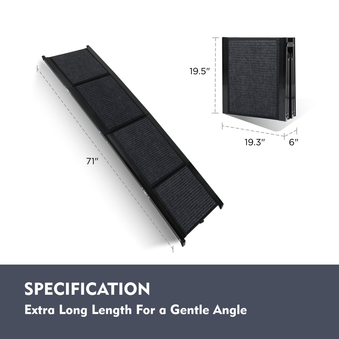 Dog Ramp For Car 71 Long  19.5 Wide Portable Dog Ramps For Large Dogs With Non-Slip Rug Surface Dog Car Ramp For SUV Car  Truck, Folding Dog Ramp Up To 250LBS