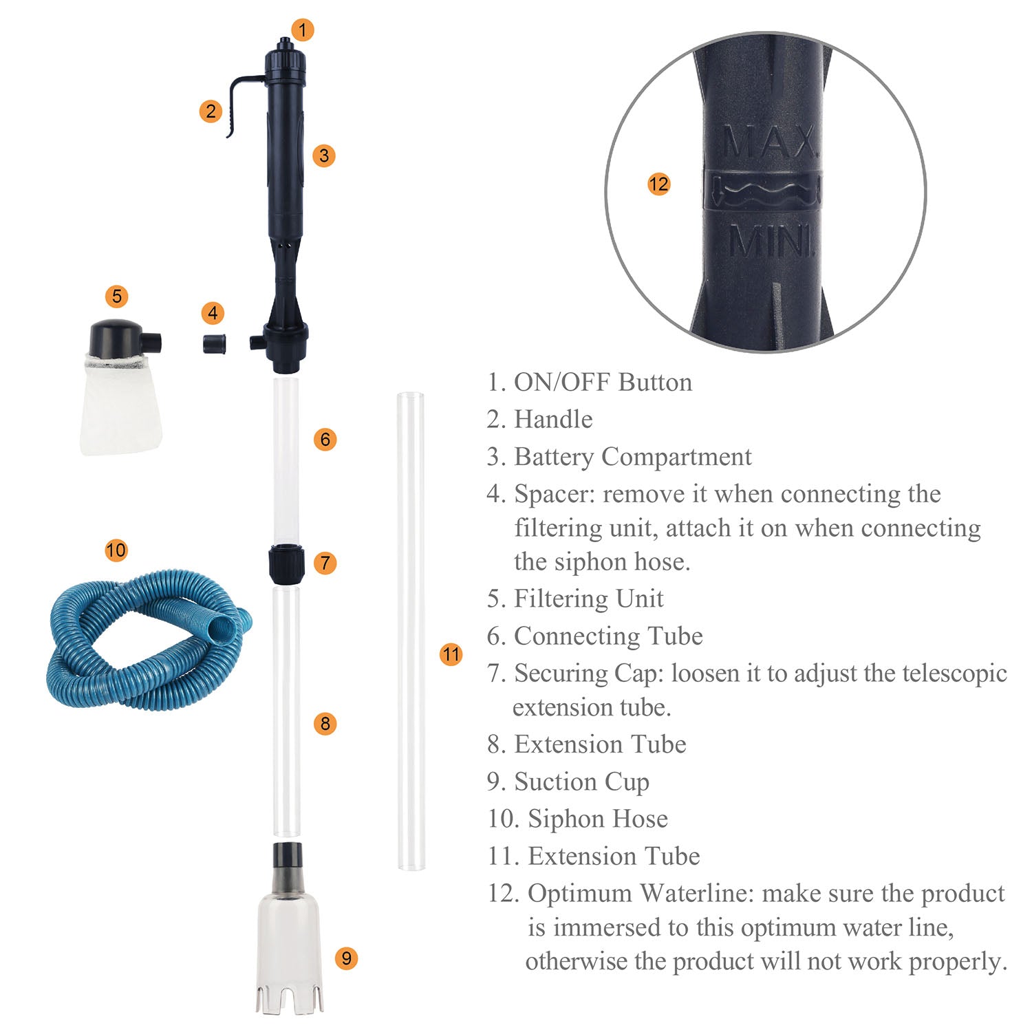 Battery-Operated Aquarium Vacuum Gravel Cleaner For Fish Tank