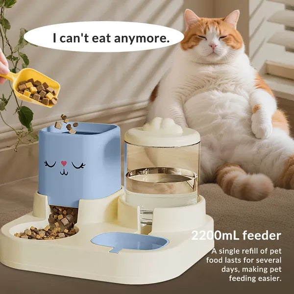 Automatic Pet Feeder With 2200mL-74oz Water Fountain, 1800mL- 60oz Food Dispenser Combo,for Large Dogs & Multiple Cats