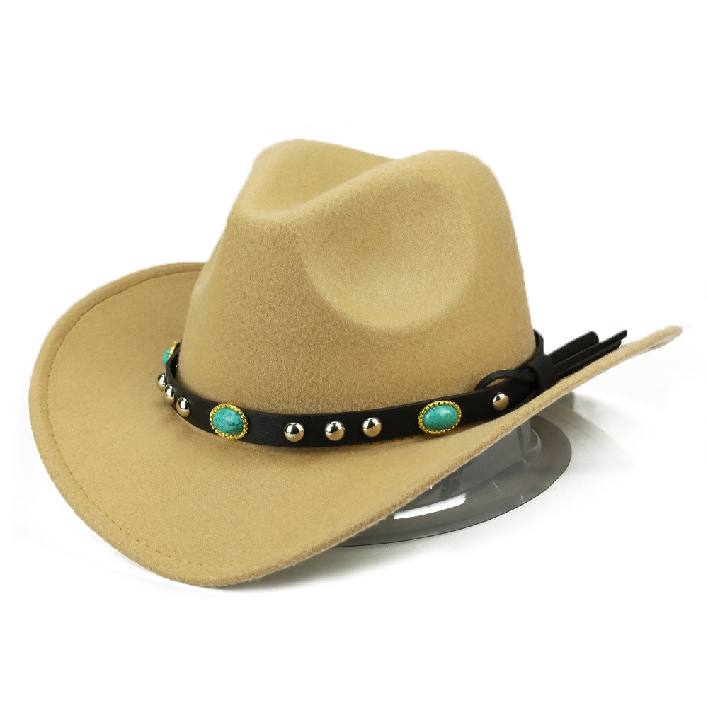Autumn And Winter Men's And Women's Felt Hats With Rivet Curled Edge Jazz