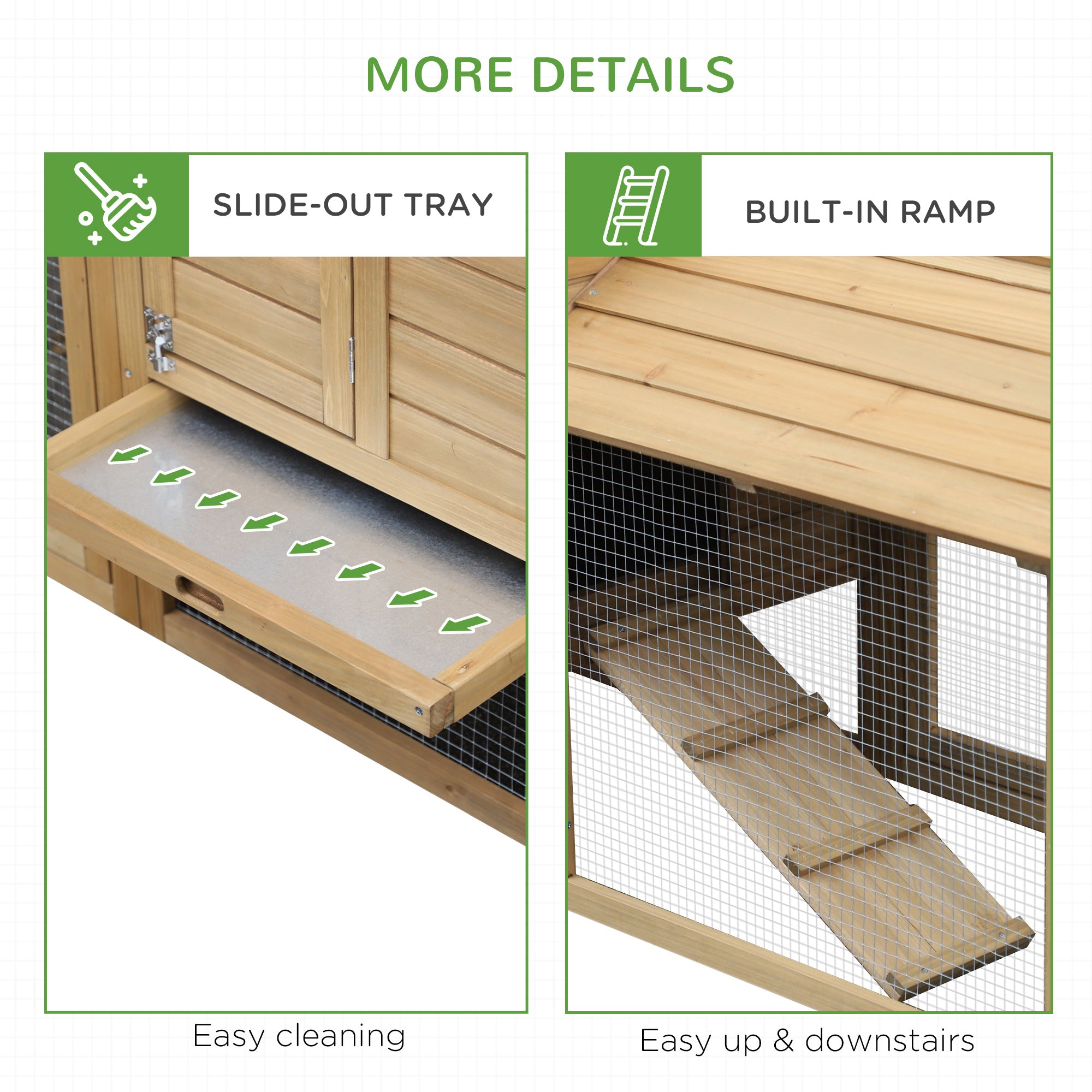 59" Small Wooden Chicken coop Hen House Poultry Cage for Outdoor Backyard with 2 Doors, Nesting Box and Removable Tray, Natural Wood