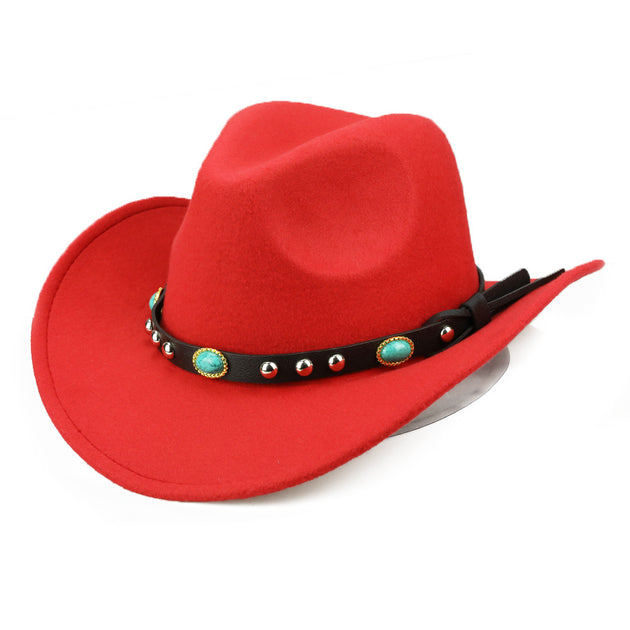 Autumn And Winter Men's And Women's Felt Hats With Rivet Curled Edge Jazz