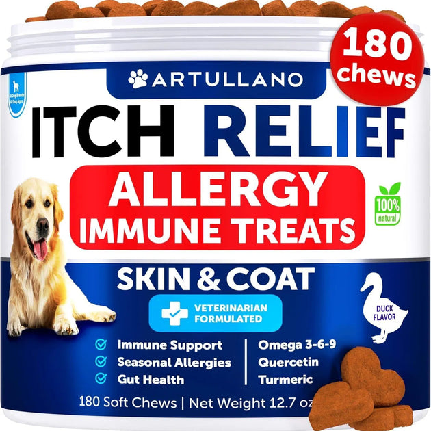 Do Not Sell On Amazon Dog Allergy Relief Chews Itching Skin Relief For Dogs Fish Oil 3 Seasonal Allergies Pills Skin & Coat Anti ItchHot Spots Treatment Canine Immune Health Supplement 180 Soft Treats