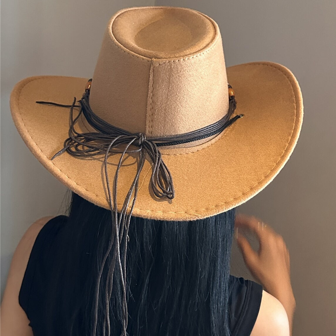 Turquoise Decorative Western Cowboy Hat Female Sun Hat With Wide Brim