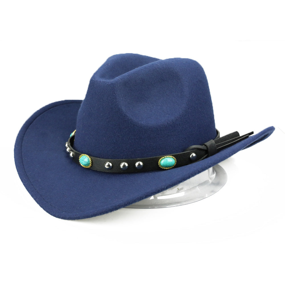 Autumn And Winter Men's And Women's Felt Hats With Rivet Curled Edge Jazz