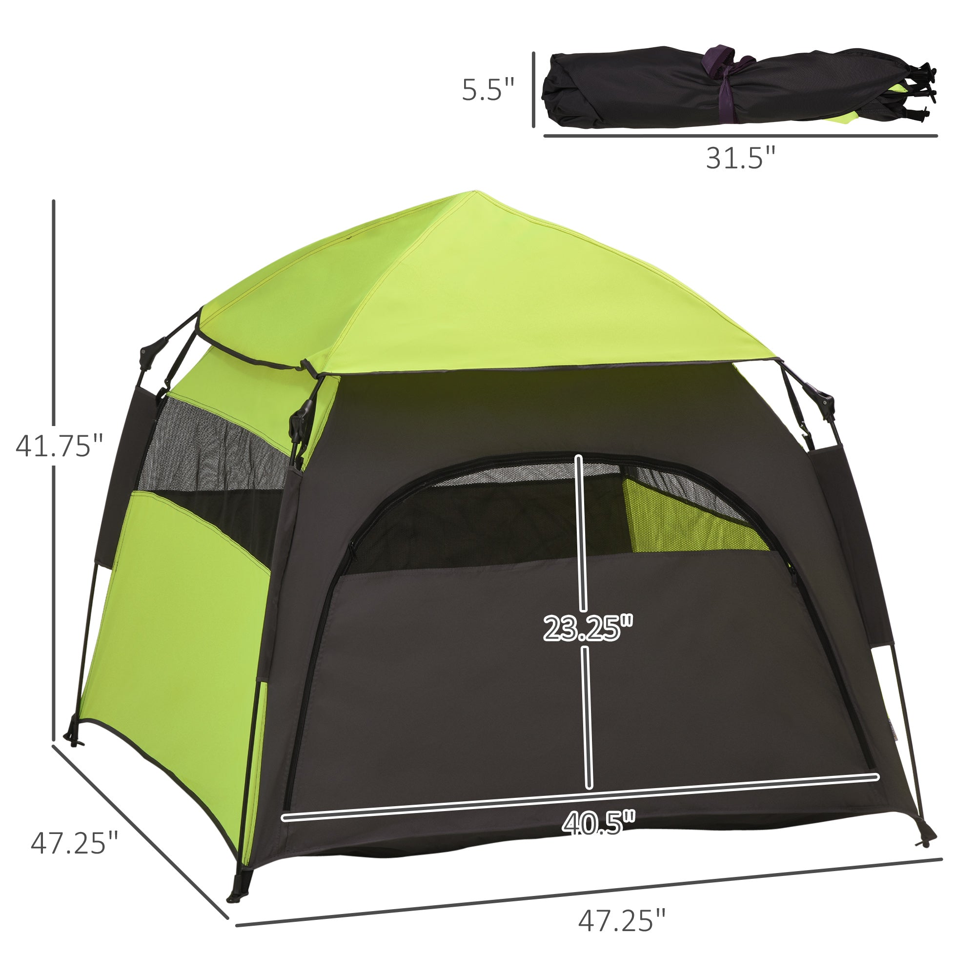 Pop Up Dog Tent For Extra Large And Large Dogs, Portable Pet Camping Tent With Carrying Bag For Beach, Backyard, Home, Green