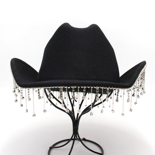 Warped Top Hat With Diamond Tassel Western Cowboy Hat