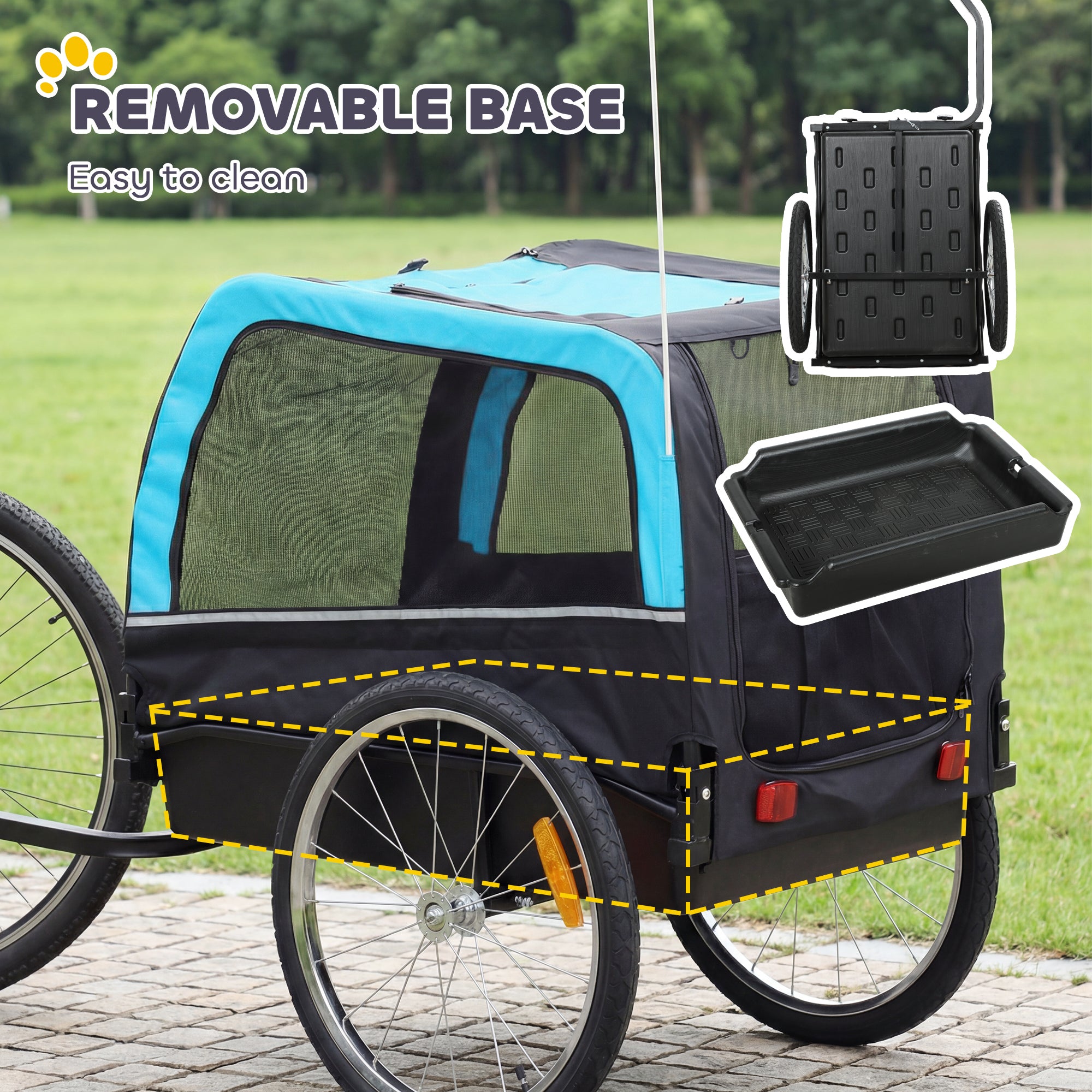 Dog Bike Trailer, Pet Cart Bicycle Carrier with 20" Air Tires, Quick-Release Wheels, Reflectors, Flag