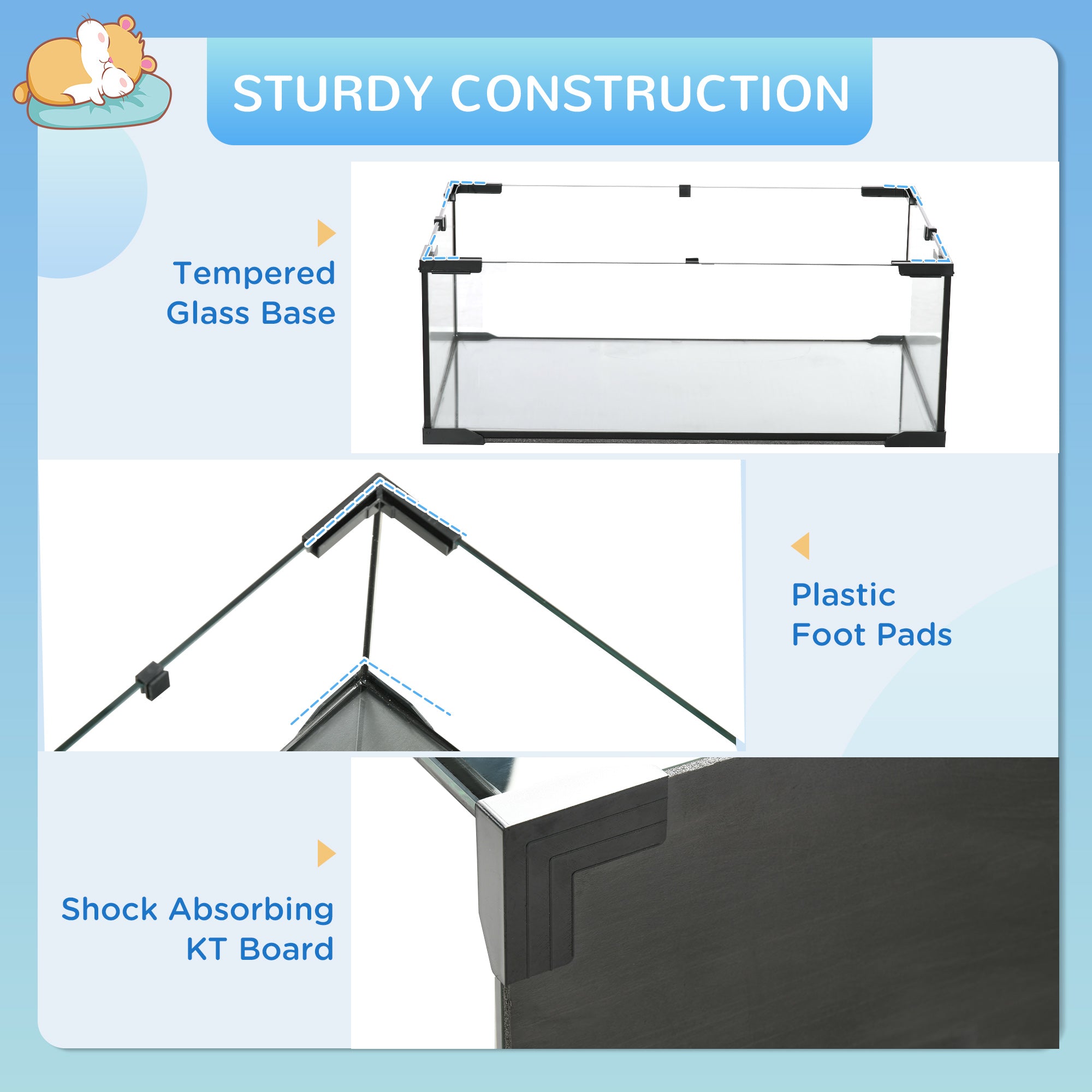 31" Hamster Cage, Gerbil Cage with Glass Basin for Small Hamsters, Black