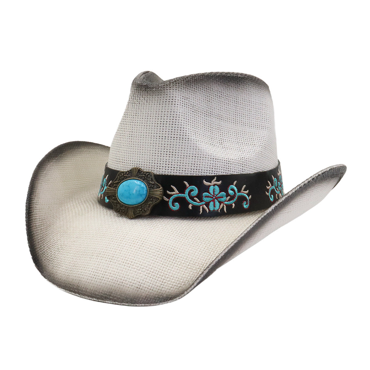 Women's Simple Loose Peach Top Hard Straw Cowboy Hat