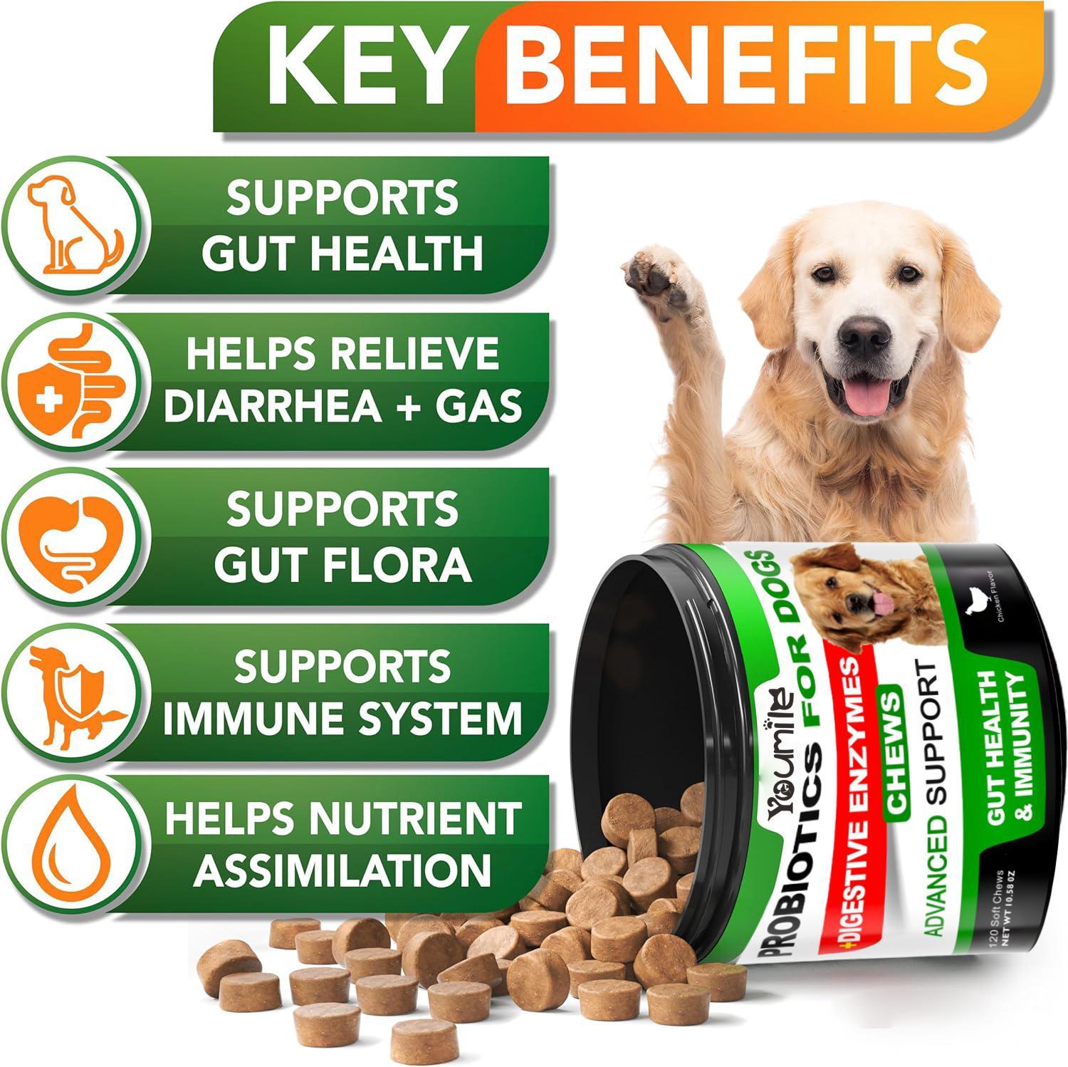 Youmile Probiotics For Dogs Soft Chews For Seasonal Allergies, Gut, And Digestive Health. Vet-Reviewed, Premium-Quality Ingredients - Supplements Dog  Vitamin Hip  And  Joint  Supplement