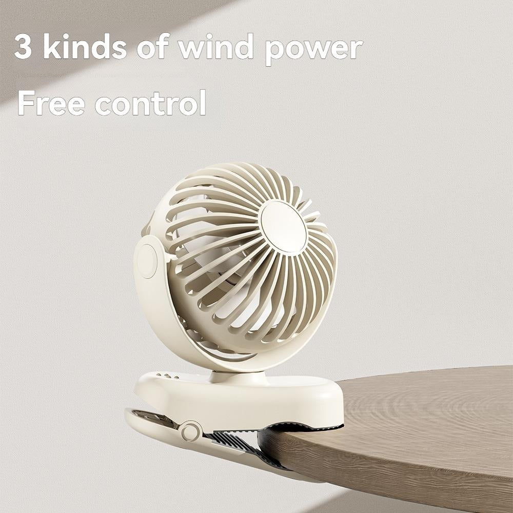 Portable USB Clip On Fan With 360 Degree Adjustable Head, Rechargeable Battery & Quiet Operation - For Desk, Bedside, Dorm, And Office Cooling