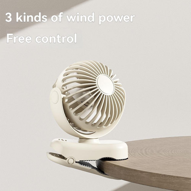 Portable USB Clip On Fan With 360 Degree Adjustable Head, Rechargeable Battery & Quiet Operation - For Desk, Bedside, Dorm, And Office Cooling