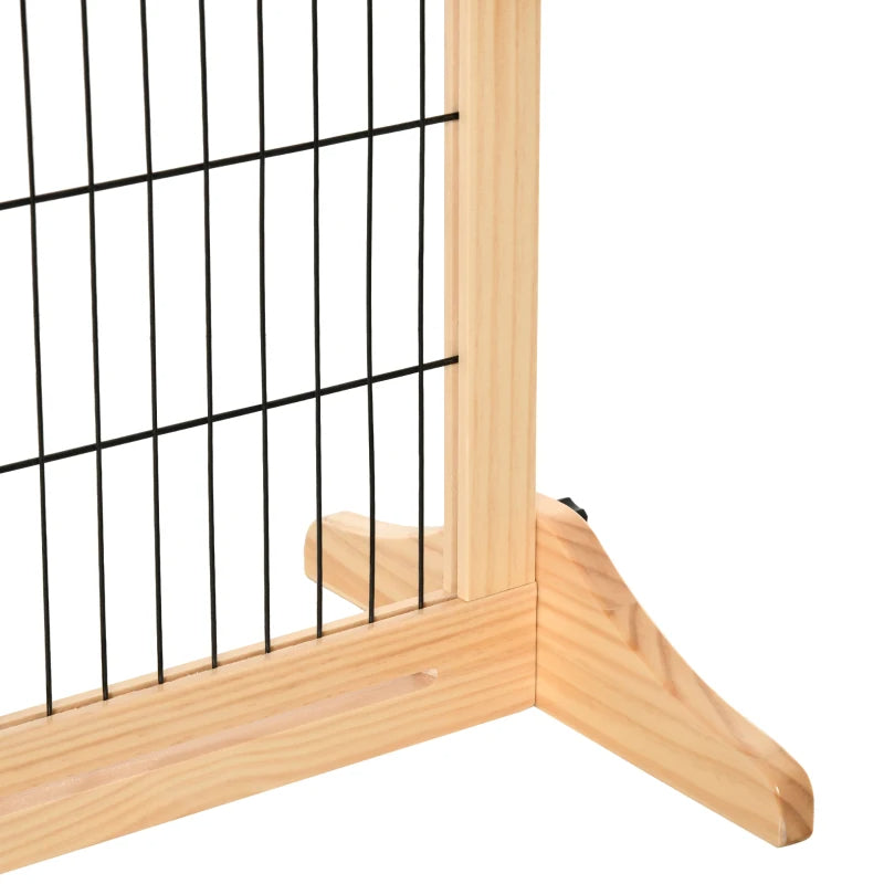 Extra Wide Freestanding Pet Gate With Adjustable Length Dog, Cat, Barrier For House, Doorway, Hallway, Natural