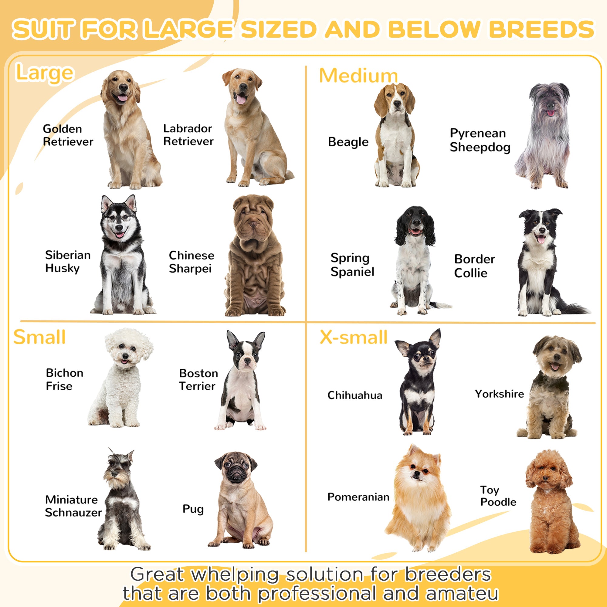 Whelping Box for Puppies with Pee Pad, Pig Rail, Adjustable Door for Small, Medium & Large Breed Dogs Birth, 41" x 39"