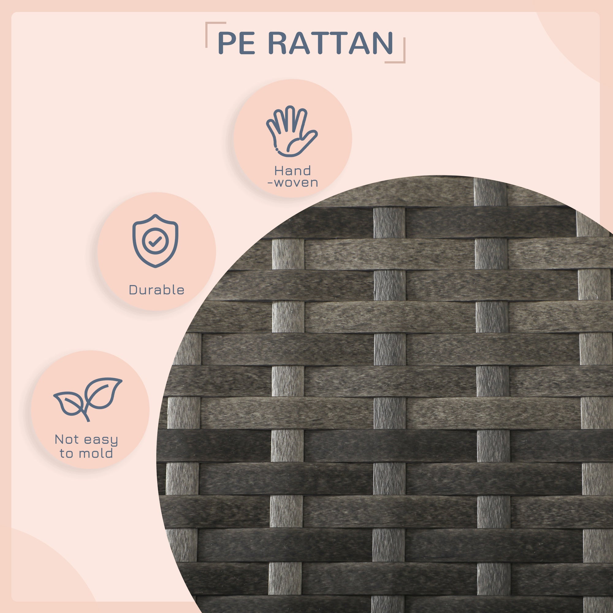 Outdoor Dog Bed with Canopy, Rattan Dog Bed with Soft Cushion Removable Cover for Medium and Large Dogs, Dark Gray
