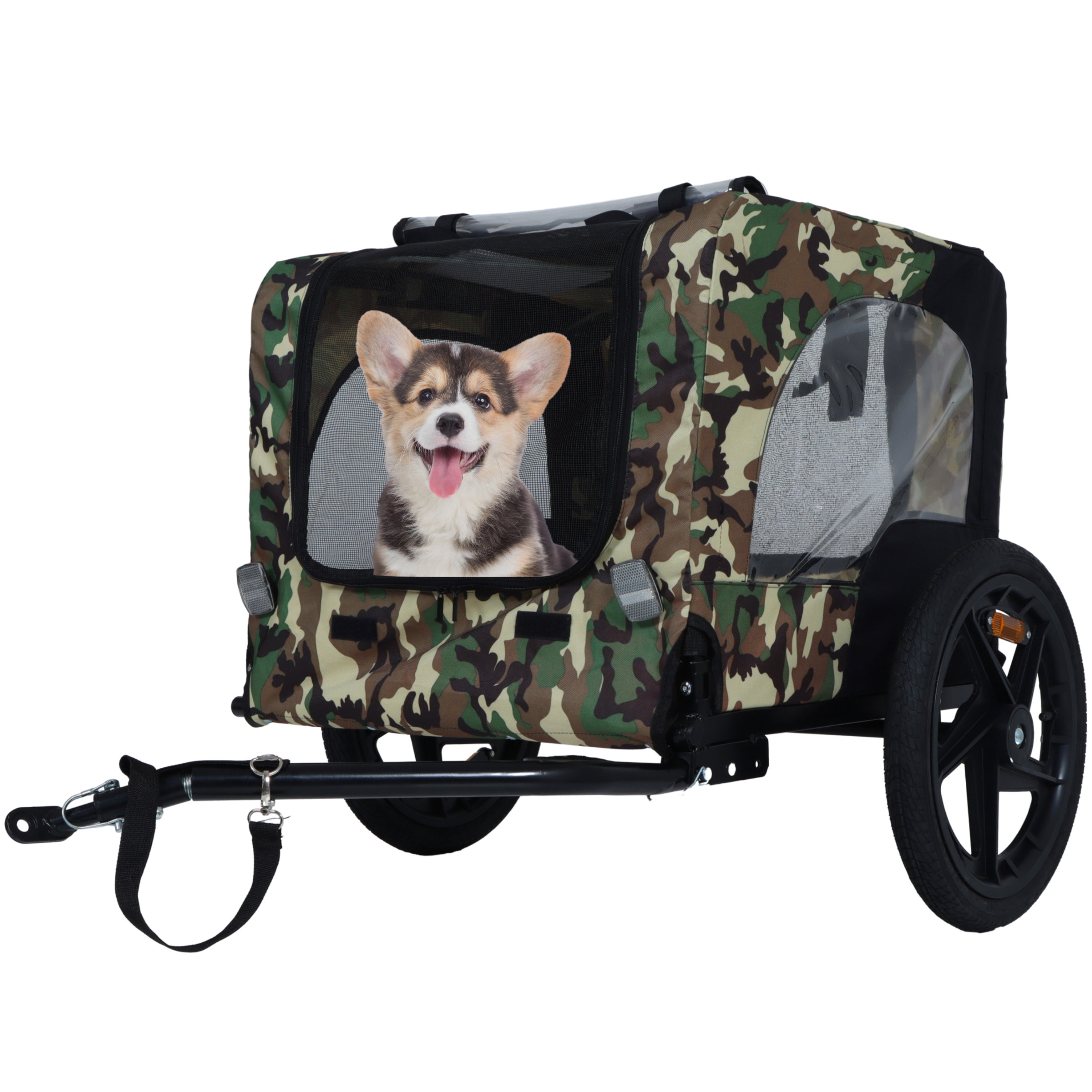Pet Bike Trailer Dog Cart For Bicycle,Suitable For Small And Medium Pets, Easy Folding Cart Frame, Quick Release Wheel, Non-Slip Floor, Internal Leash