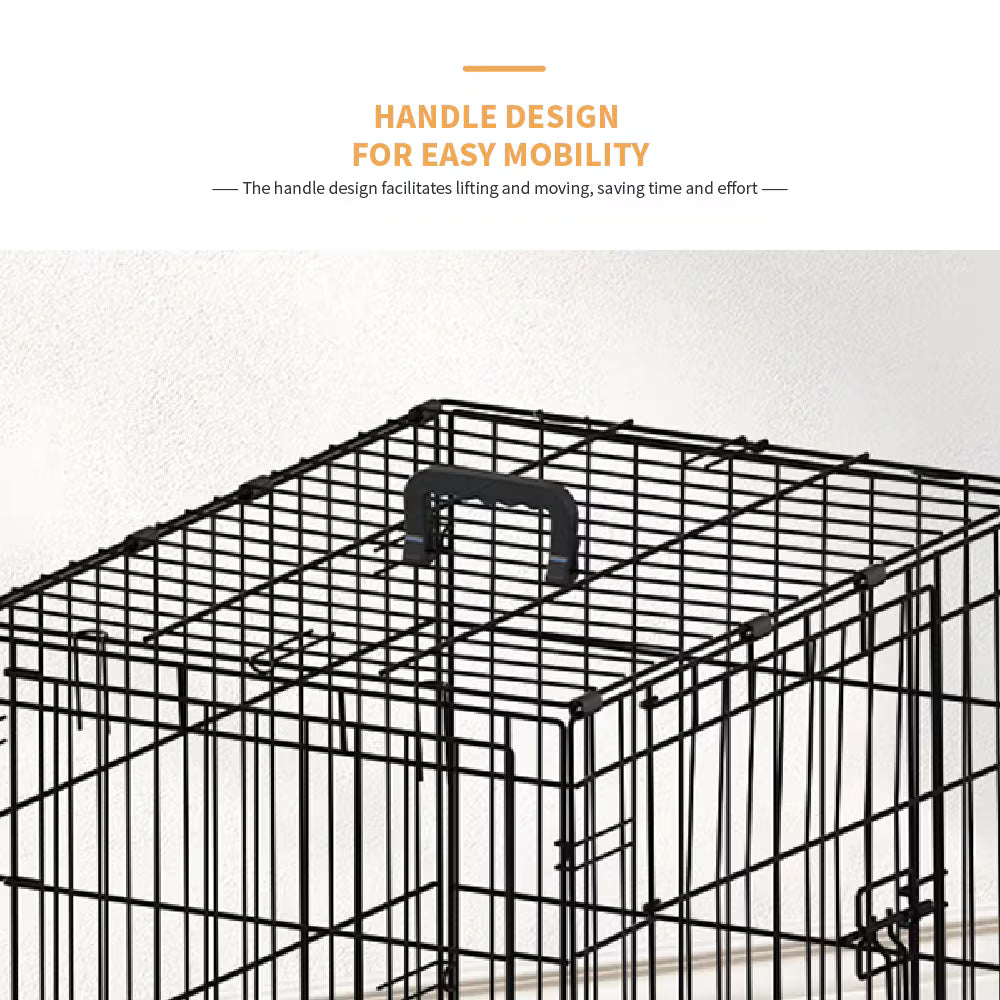 30-inch Black Wire Dog Cage Double Lock Mechanism Double Door Single Handle Single Bolt