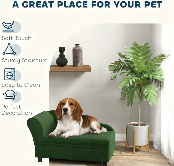 Pet Sofa Bed Couch With Storage,with Soft Cushion , Green