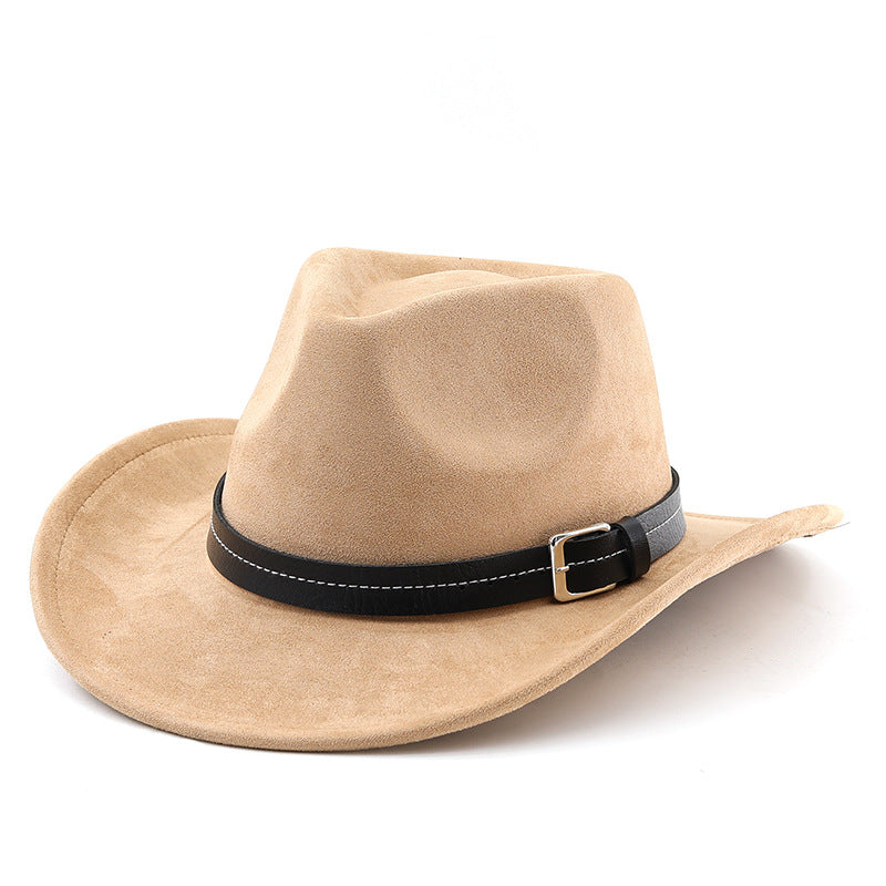 Belt Decoration Suede Curling Western Cowboy Hat Top Hat