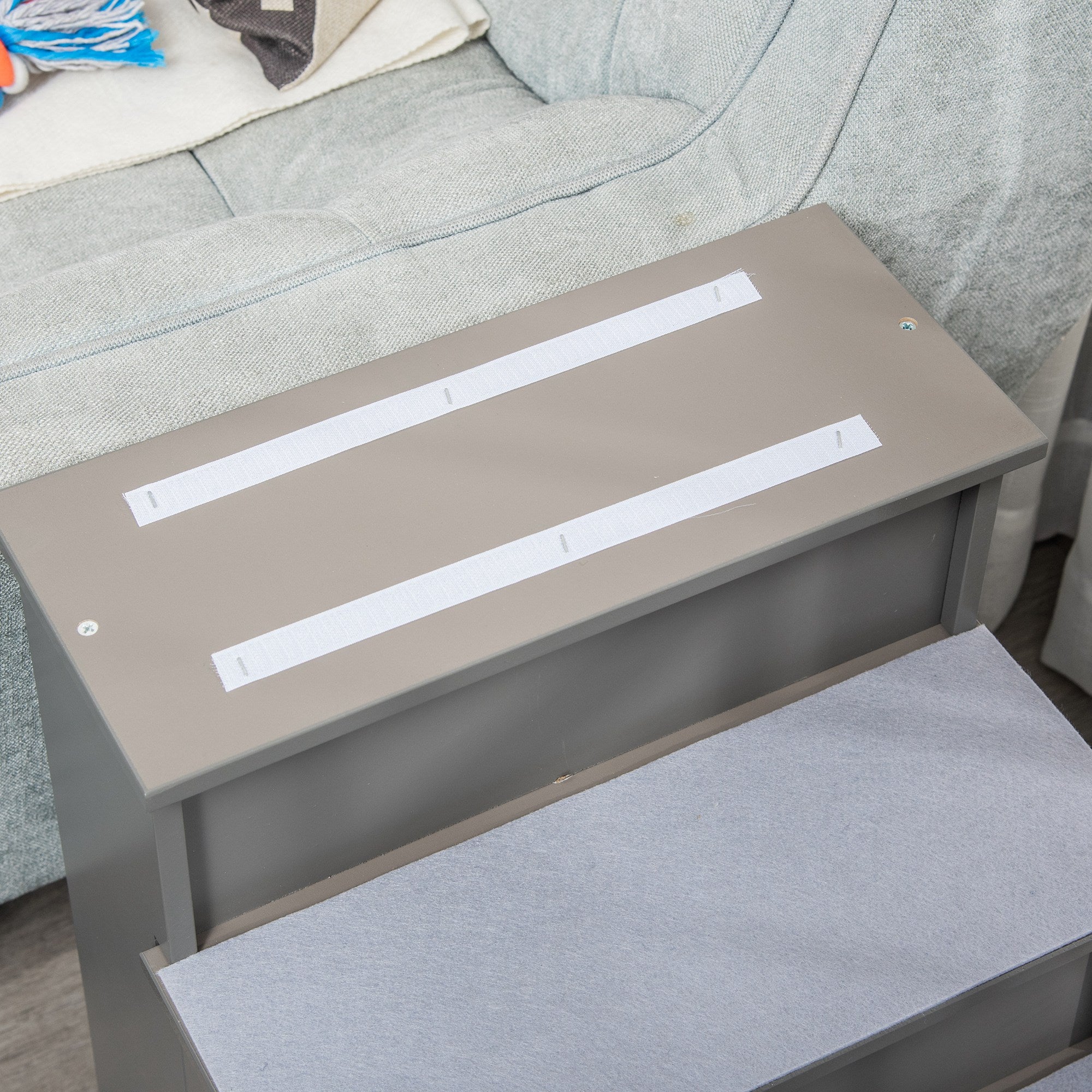 Pet Stairs, Small Dog Steps for Couch Bed with Cushioned Removable Covering, 15.75" x 23.25" x 21.25", Grey