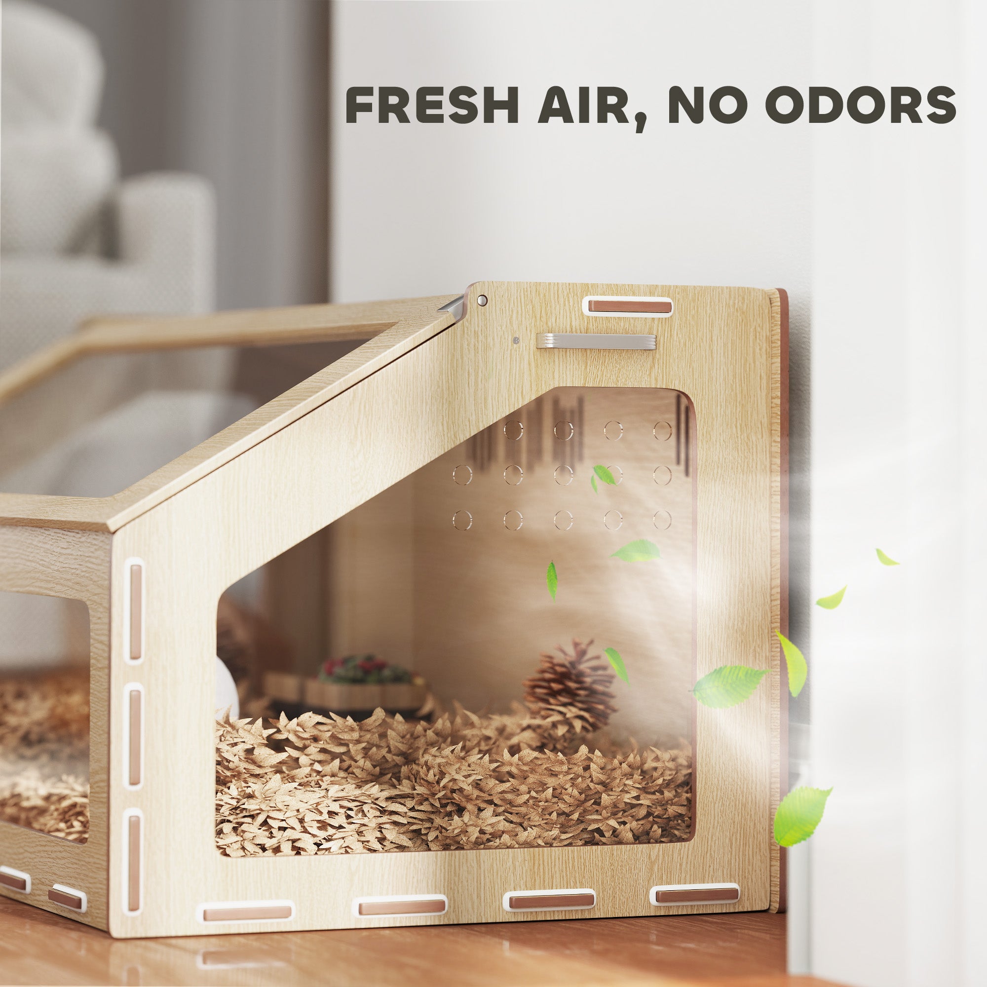 39 inch Hamster Cage Habitat with Acrylic Window & Openable Top for Dwarf Hamster, Gerbil, Guinea Pig, Rat, Oak