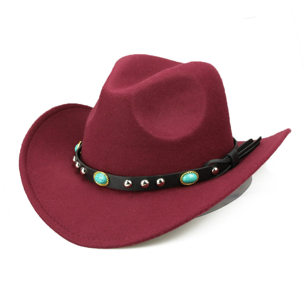 Autumn And Winter Men's And Women's Felt Hats With Rivet Curled Edge Jazz