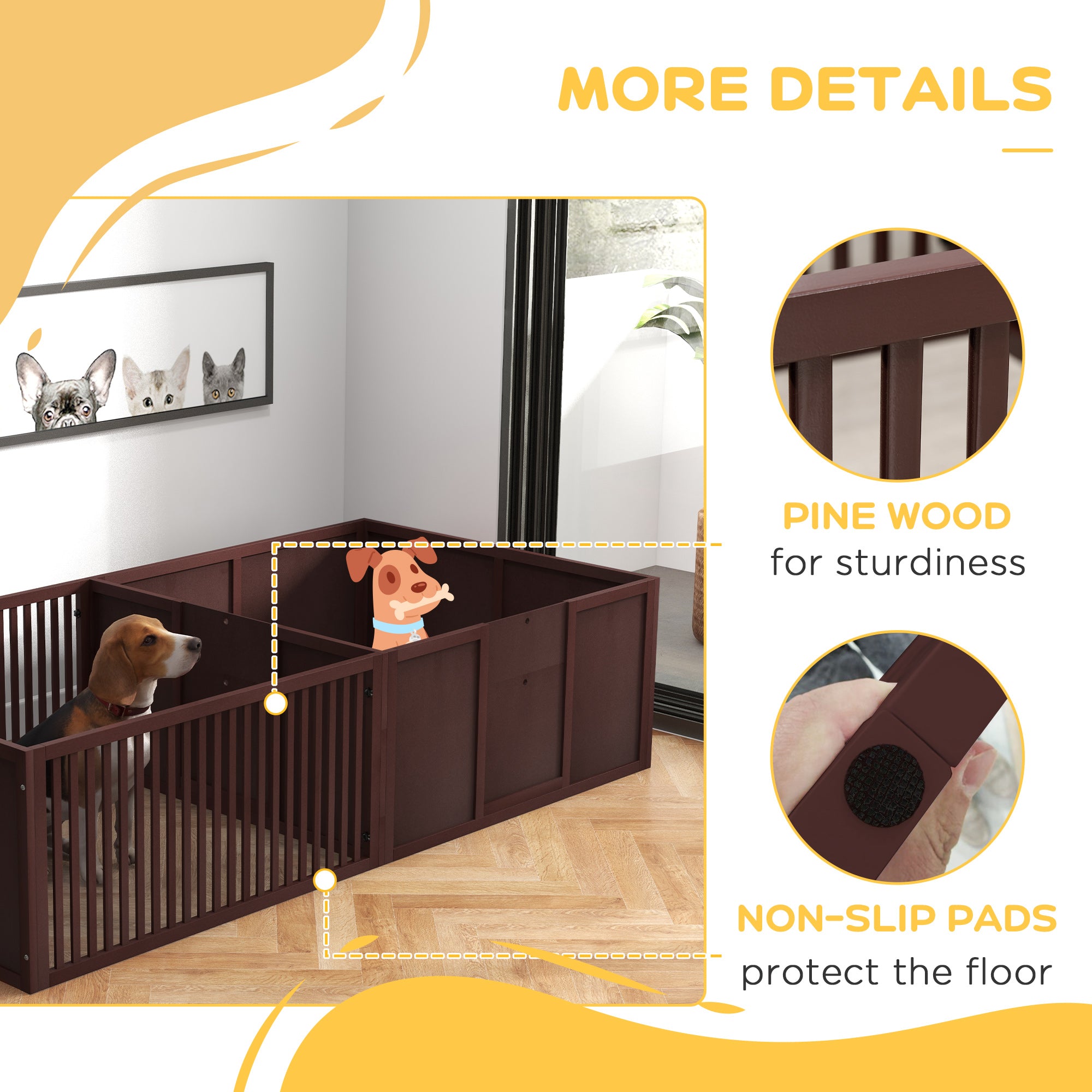 Whelping Box for Dogs Built for Mother’s Comfort, Dog Whelping Pen with Removable Doors, Puppy Playpen for Indoors, Newborn Puppy Supplies & Essentials, 81" x 39" x 20", Coffee