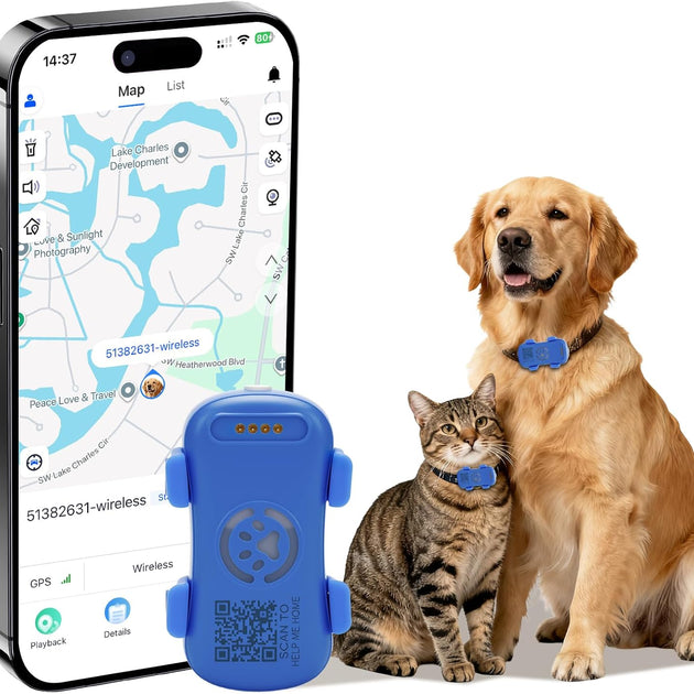 Dog GPS Tracker Real Time, Anti-Lost Pet Tracker With Geofence, Flash Light And Sound Alarm, Unlimited Distance Tracking, Fits Most Pet Collars, Subscription Required