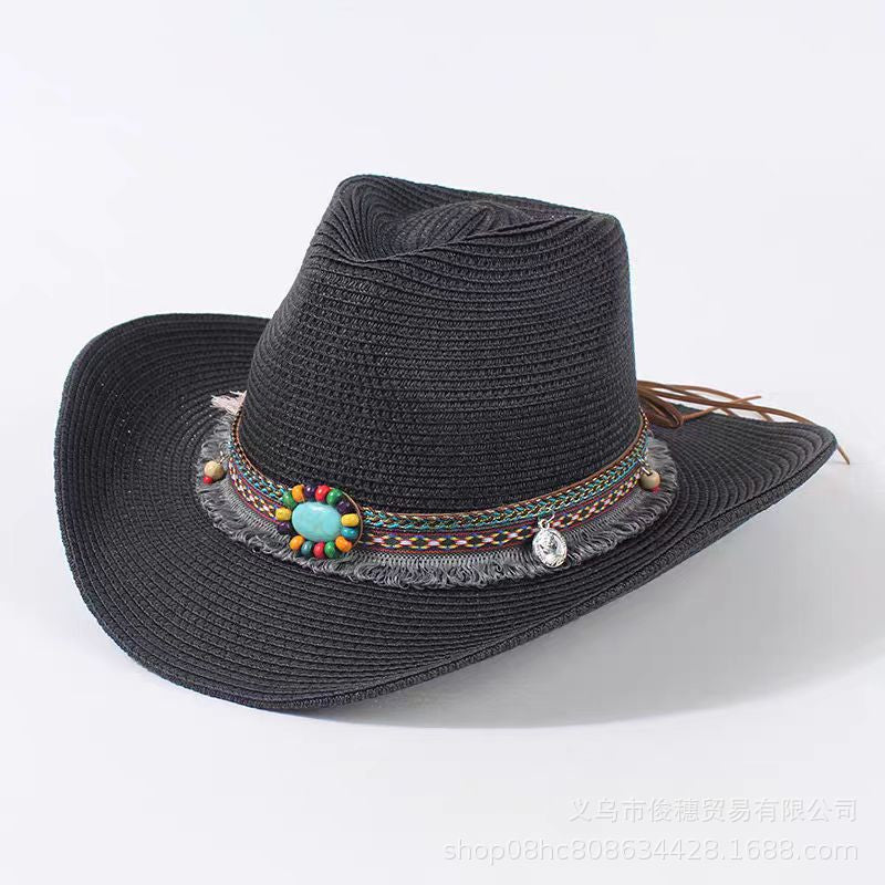 Western Cowboy Straw Hat Women's Big Eaves Outdoor