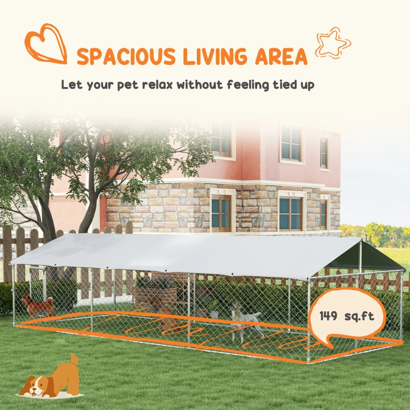 Outdoor Dog Kennel For Large-Sized Dogs With Waterproof UV Resistant Roof, SilverMultiple Packages Shipped. Please Pay Attention To The Dimensions And Weight In The Details.