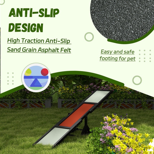PawHut Wooden Pet Seesaw For Big Dogs, Dog Agility Equipment With Anti-Slip Surface - Black