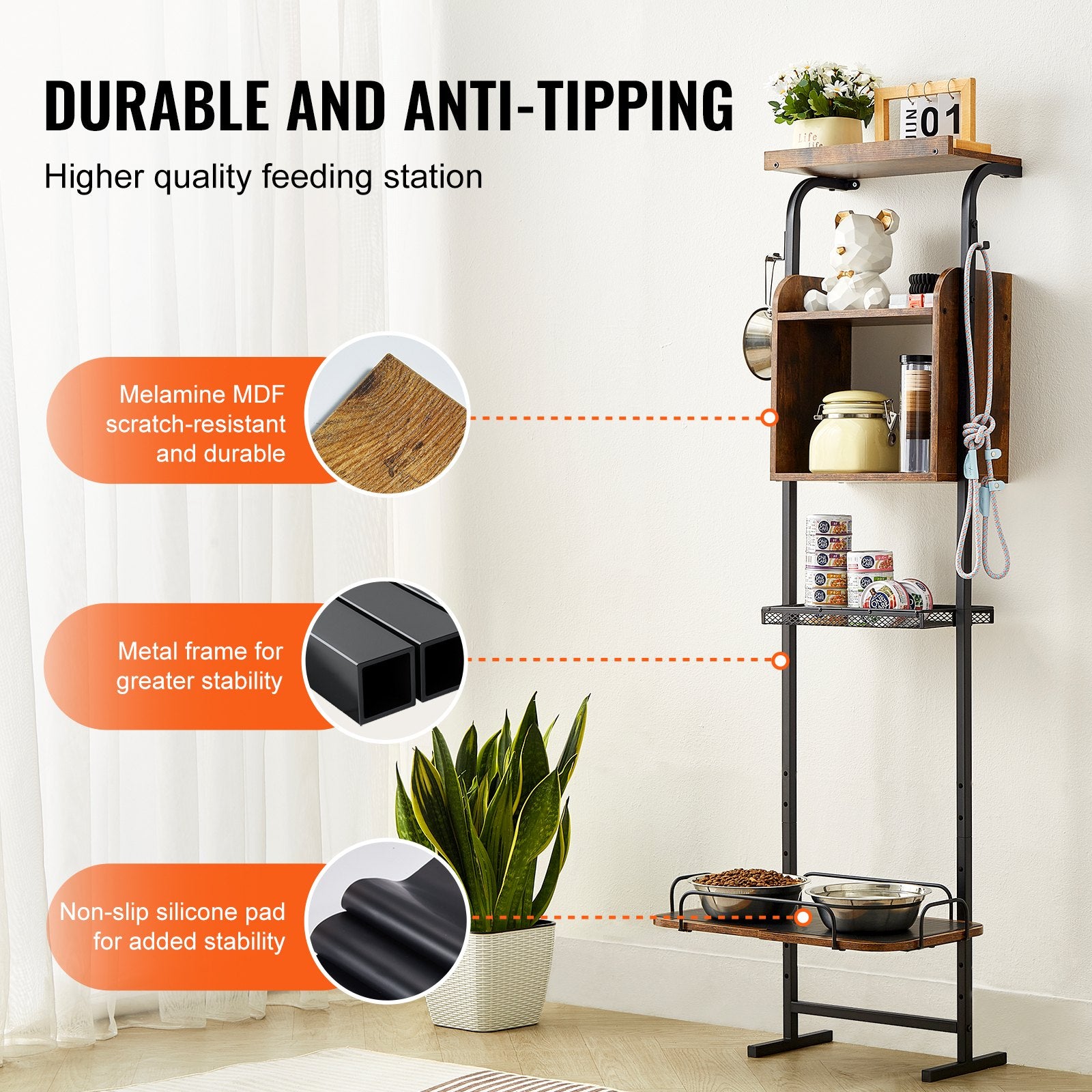 Pet Feeding Station With Storage, Elevated Dog Bowls, Raised Dog Bowl Stand, Dog Food Storage And Feeder Station With Storage Shelves, Pet Toy Storage Organizer, For Large Medium Small Dogs