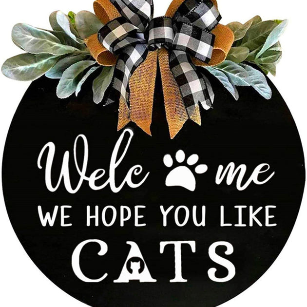 Country Style Bow Decoration Door Hanging Welcome Pet Number Plate