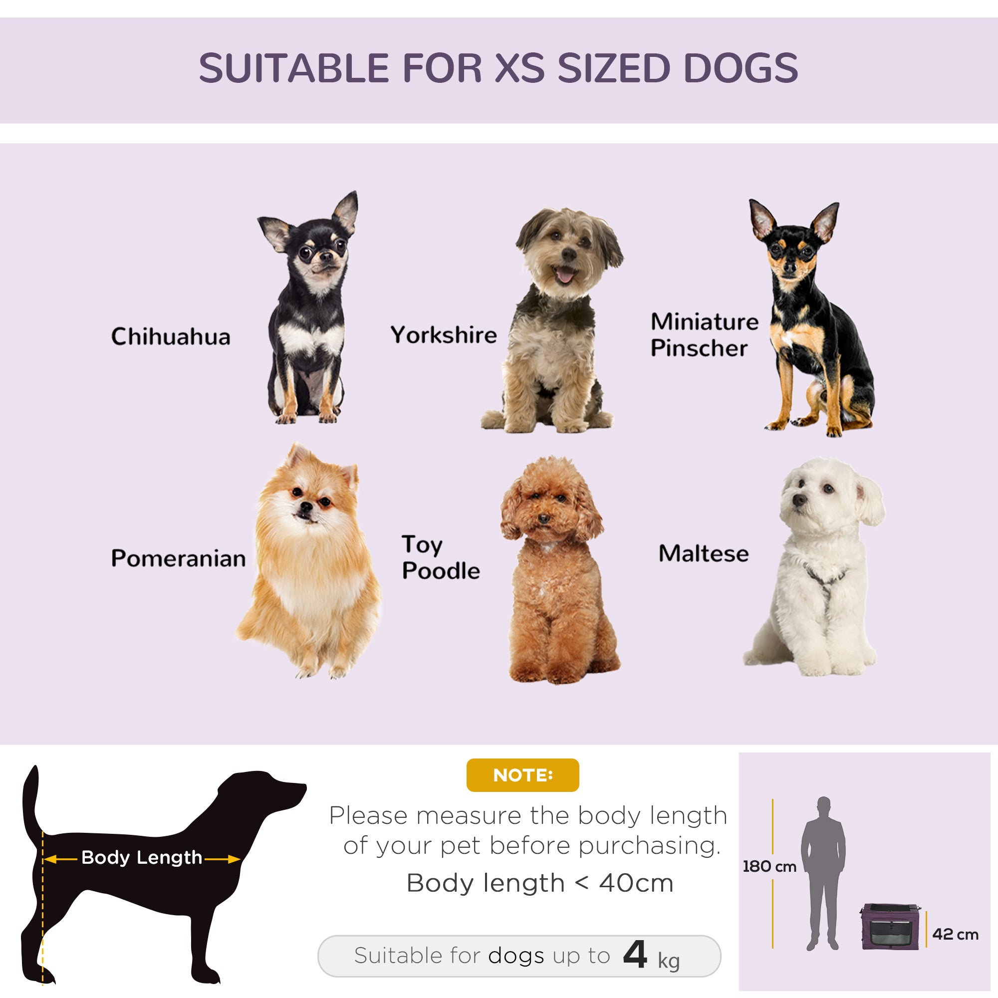 PawHut 60cm Pet Carrier, With Cushion, For Miniature Dogs - Purple