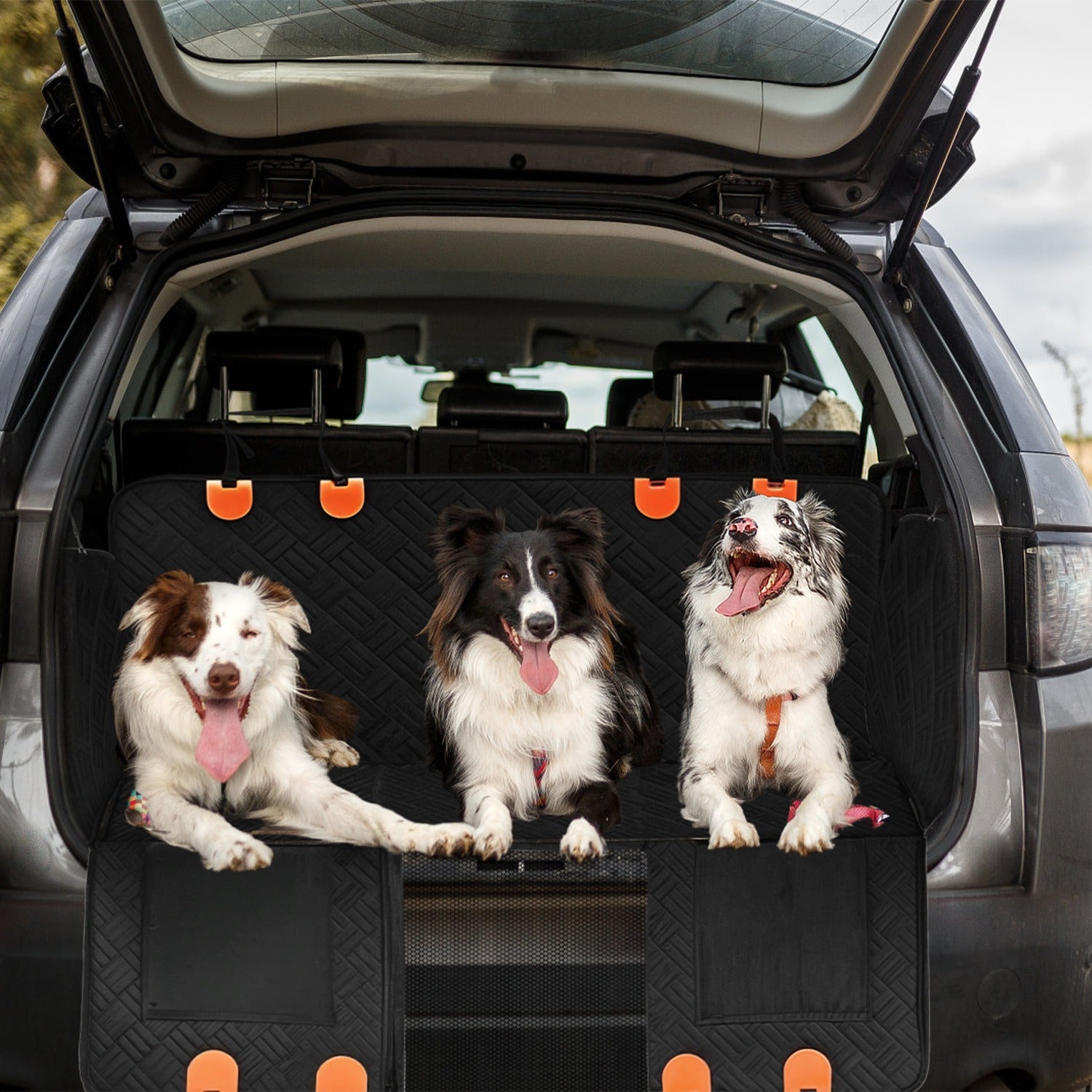 1Pc Dog Car Seat Cover For Back Seat Waterproof Oxford Cloth Seat Cover Hammock Non-Slip Scratchproof Back Seat Extender With Side Flap Mesh Window Storage Bag For Car SUV Truck