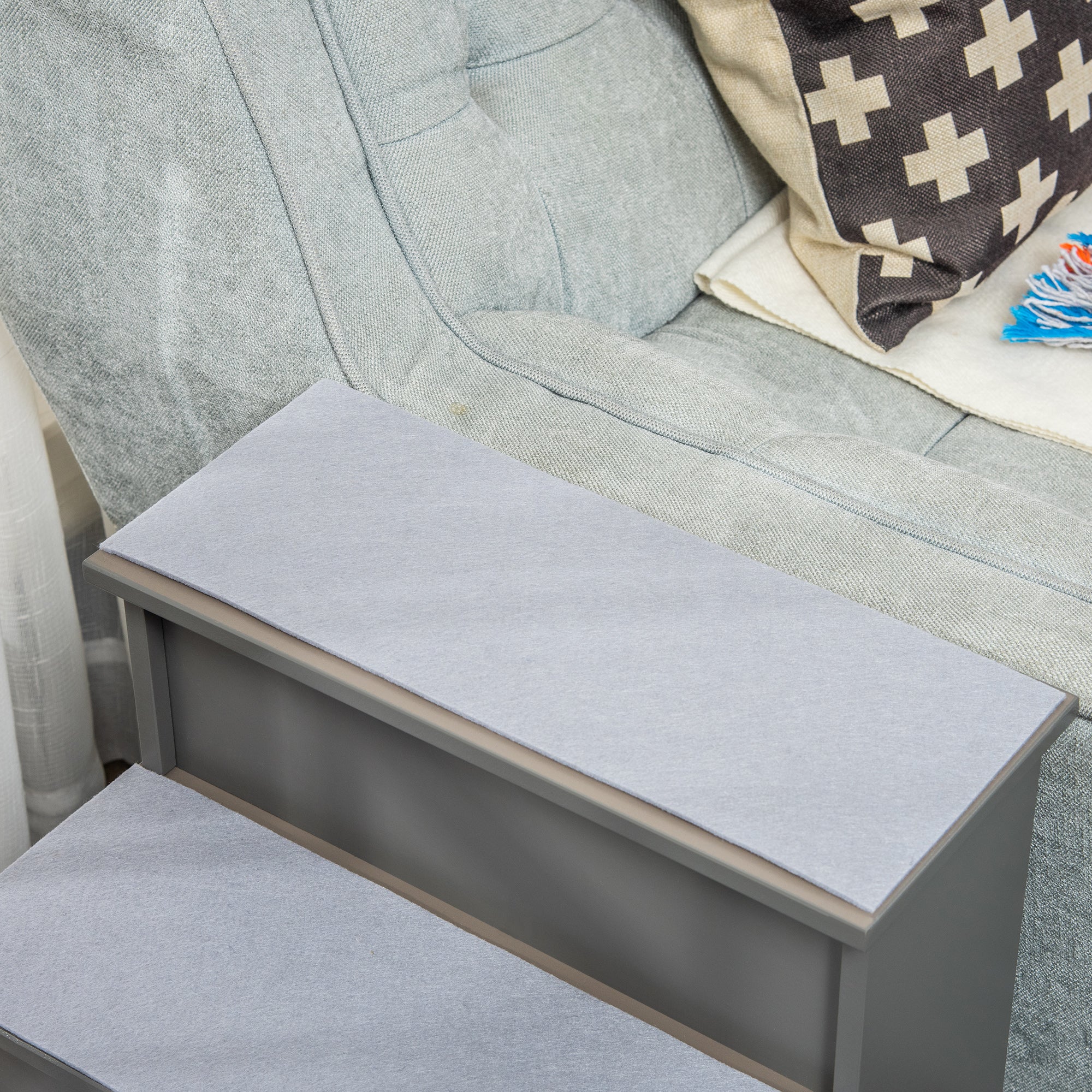 Pet Stairs, Small Dog Steps for Couch Bed with Cushioned Removable Covering, 15.75" x 23.25" x 21.25", Grey