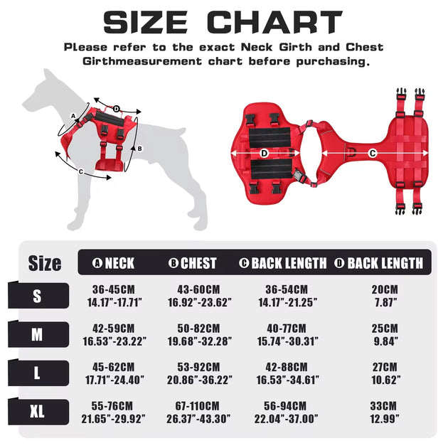 Heat-resistant Durable Nylon Tactical Service Dog Harness, Adjustable No-pull Reflective Vest With Dual Handles For Large Dogs