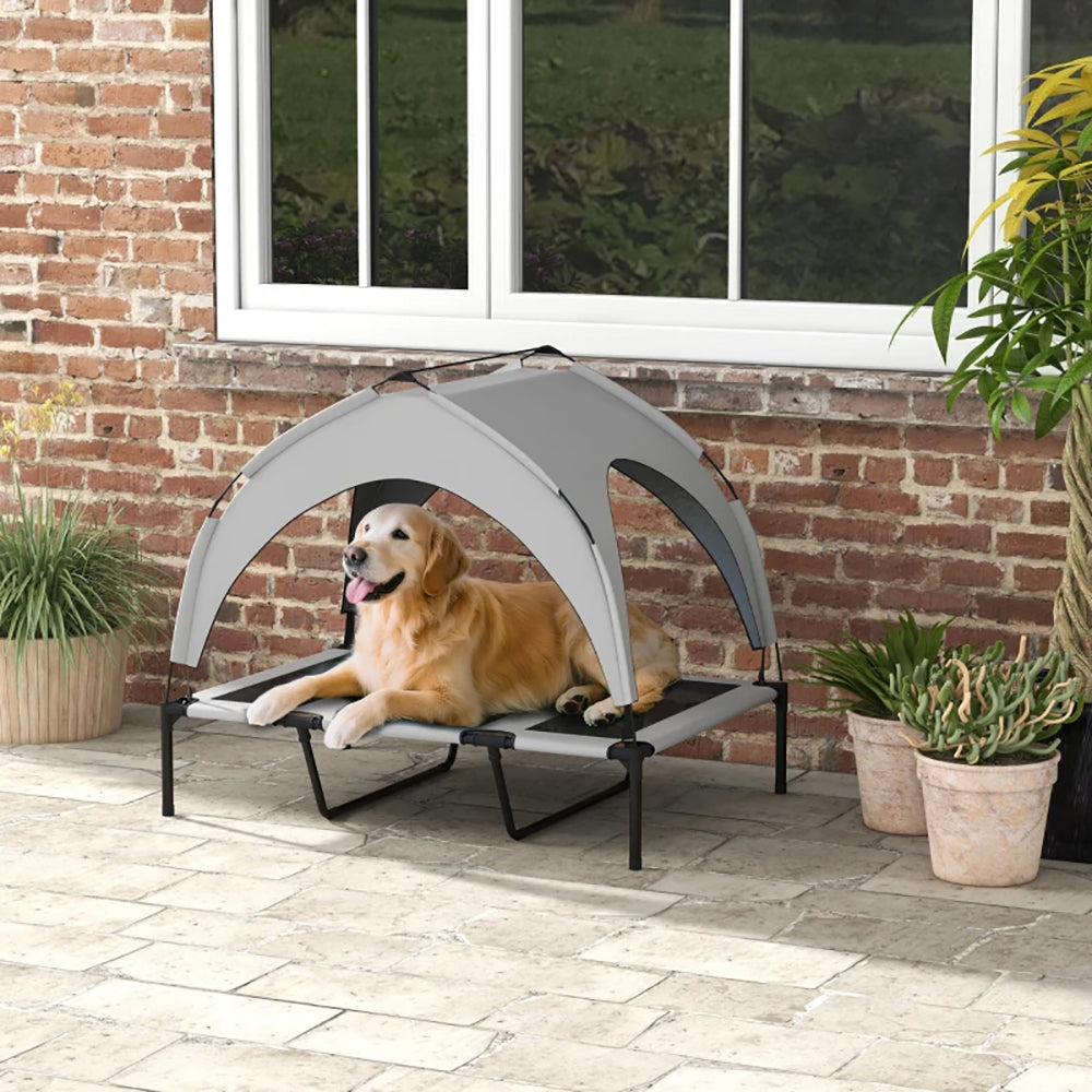 Elevated Dog Bed With Canopy, Raised Outdoor Pet Bed For Camping With Washable Breathable Mesh, 42'' X 30'' X 3'' , Tiktok