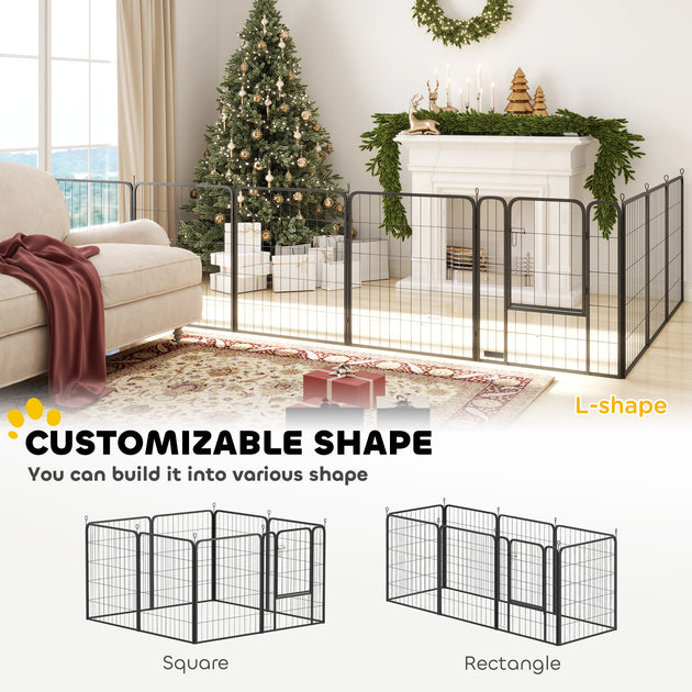 39 Inch Exercise Pen, Heavy Duty Dog Playpen, 8 Panel Metal Pet Fence For Medium And Large Dogs, Black