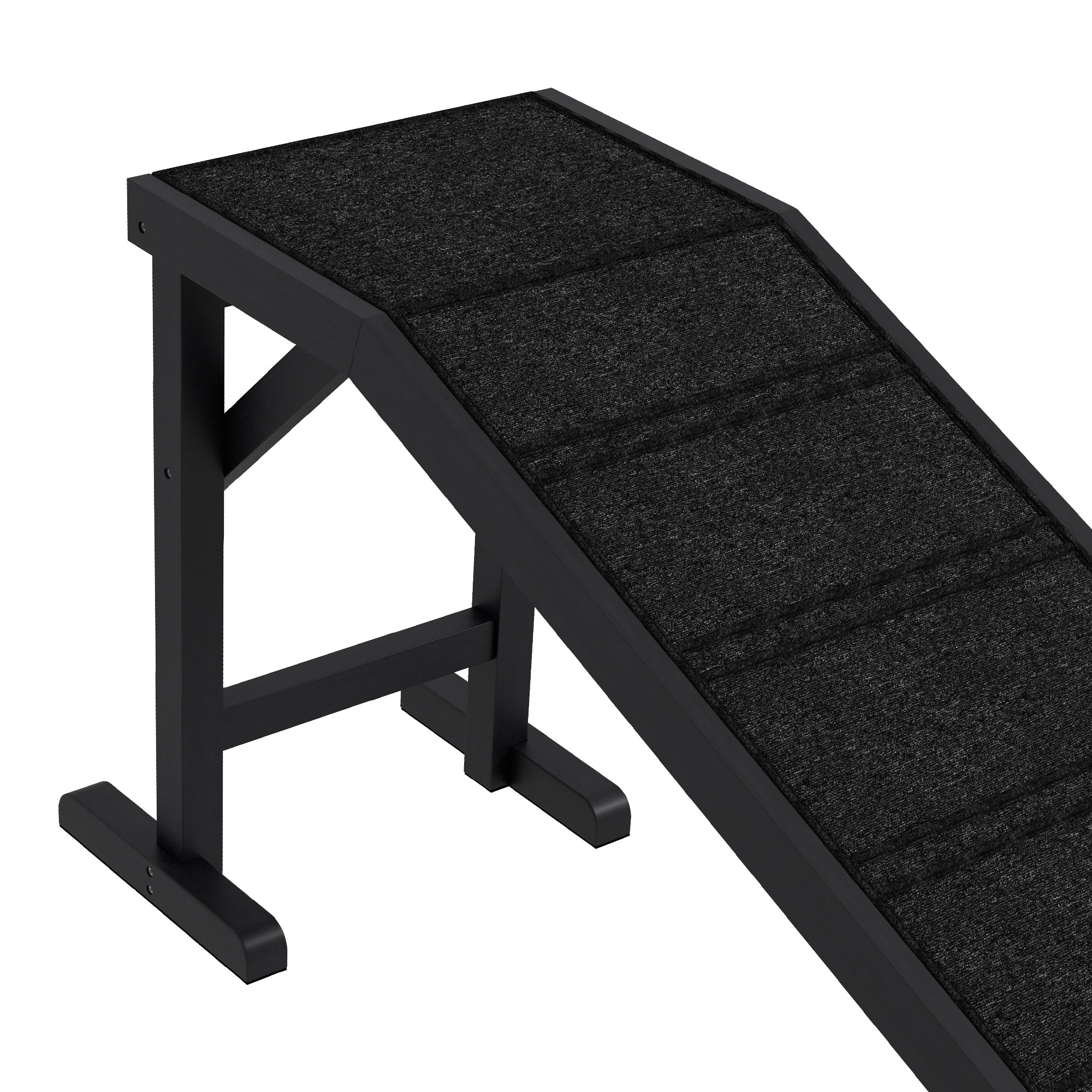 Dog Ramp w/ Non-Slip Carpet and Top Platform, 74" x 16" x 25", Black