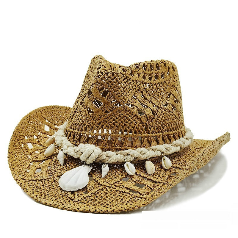 Straw Hat Shell Shell Straw Cowboy Hat Woven Sunshade – WildPawsShop