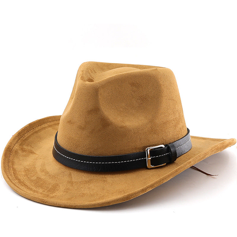 Belt Decoration Suede Curling Western Cowboy Hat Top Hat
