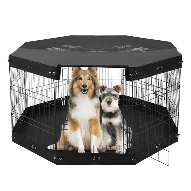 Dog Playpen 8 Panels Foldable Metal Dog Exercise Pen With Pad Cover 30