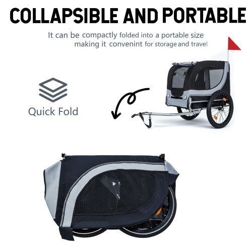 Large Folding Bike Trailer For Dogs-100LB Capacity All-Terrain Pet Carrier, Durable Steel Frame For Cycling, Jogging, Camping & Outdoor Adventures, Black- Grey 20 0.125 Width Fat Tire,extra Mat Inside