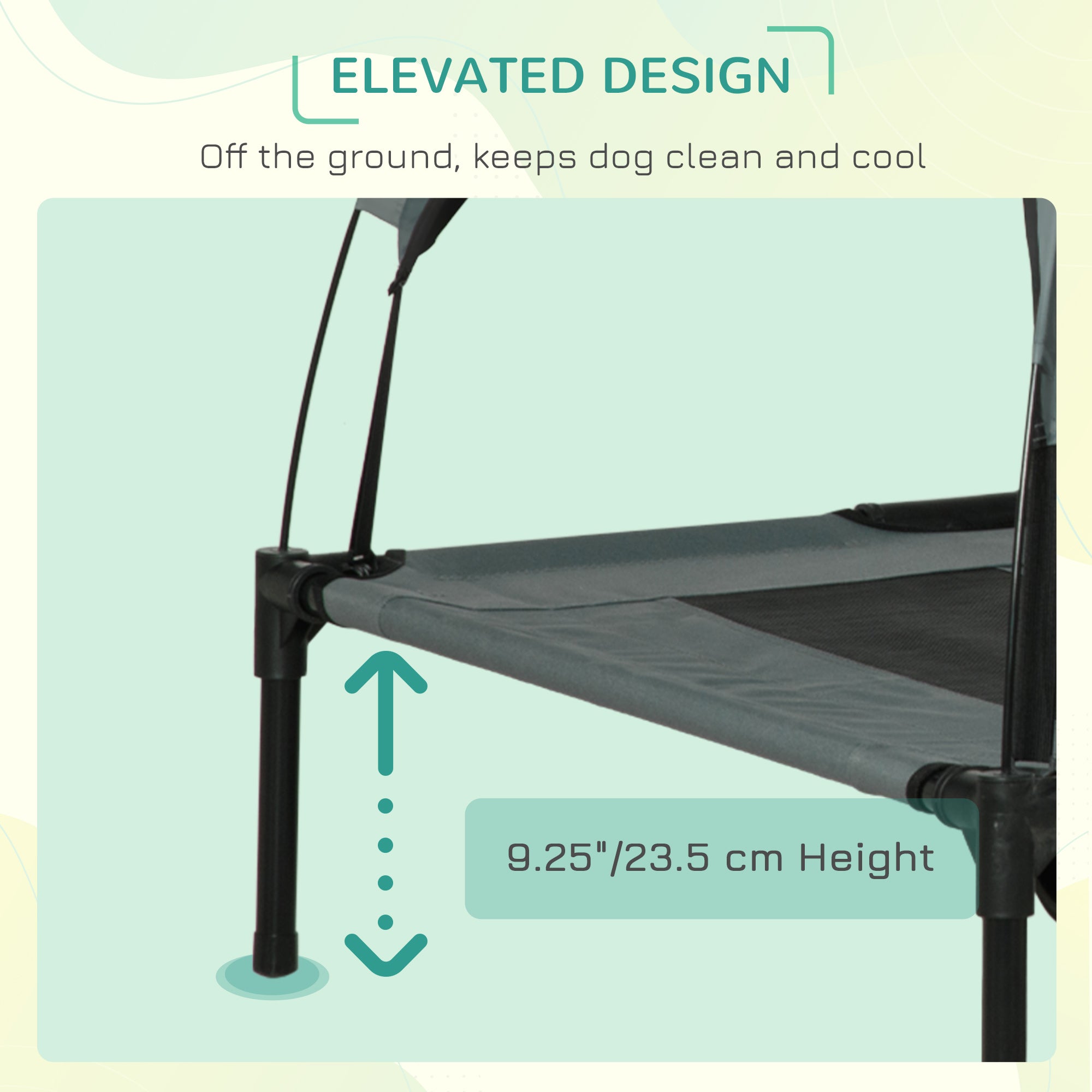 48" X 36" Elevated Portable Dog Cot Cooling Pet Bed With UV Protection Canopy Shade