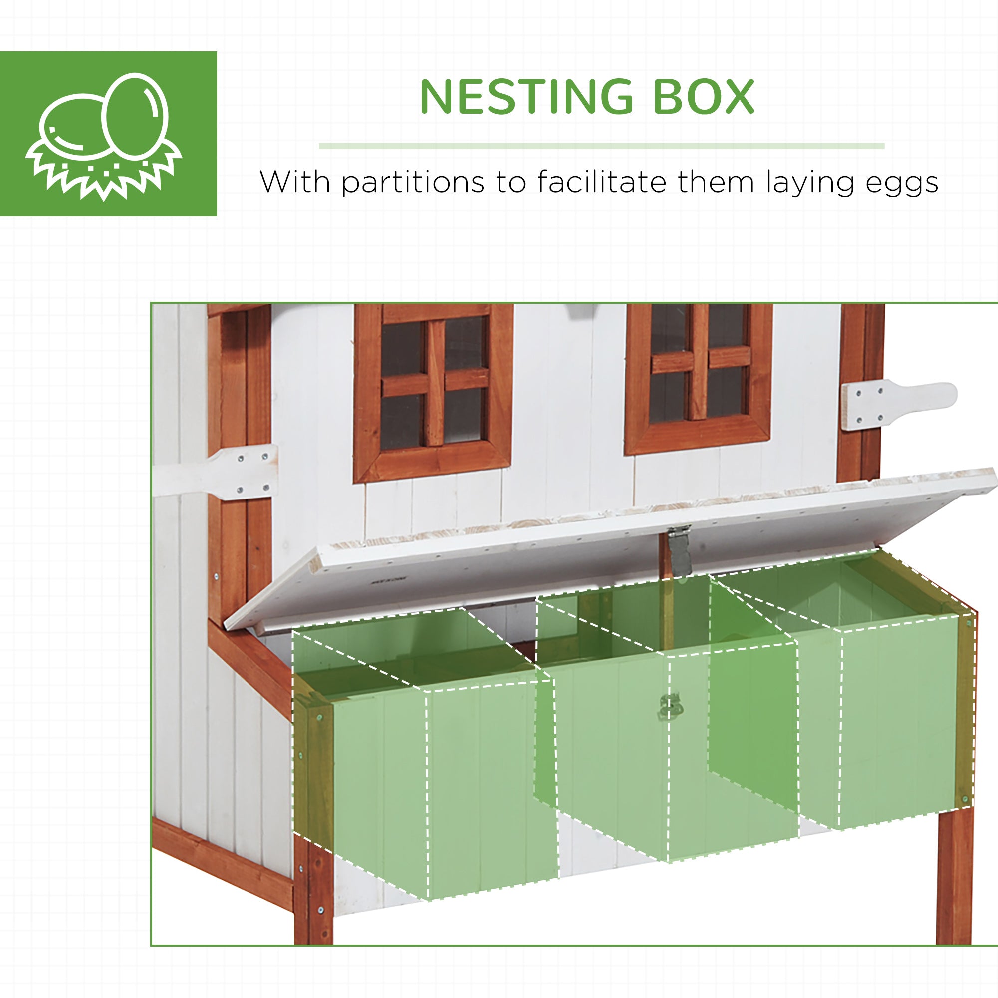 47" Chicken Coop Wooden Chicken House Rabbit Hutch Raised Poultry Cage Portable Hen Pen Backyard with Nesting Box and Handles