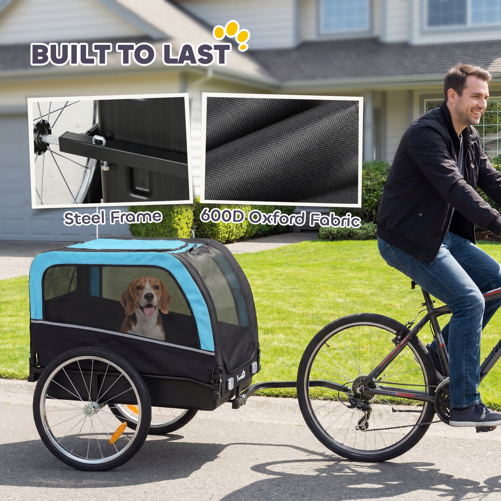 Dog Bike Trailer, Pet Cart Bicycle Carrier with 20" Air Tires, Quick-Release Wheels, Reflectors, Flag