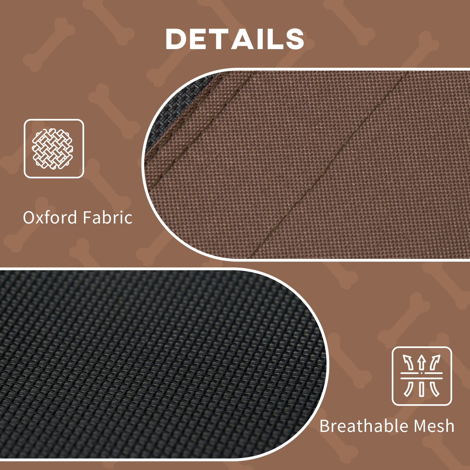 48" X 36" Elevated Portable Dog Cot Cooling Pet Bed With UV Protection Canopy Shade, Coffee