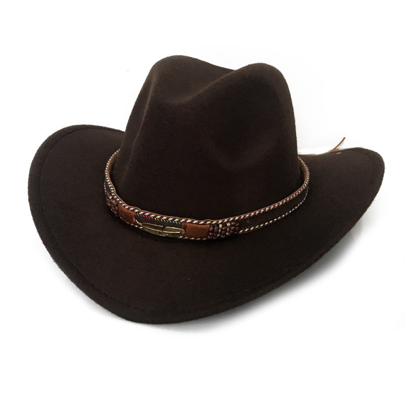 Fashion Metal Leaf Belt Cowboy Hat